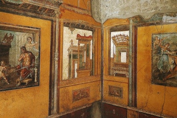Frescoes in the Ruins of the old city of Pompeii