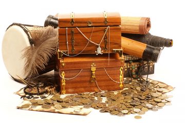 Treasure chest isolated on white background