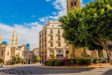 View of Beirut Central District (or Centre Ville), with the landmark Mohammad Al-Amin Mosque in the background.