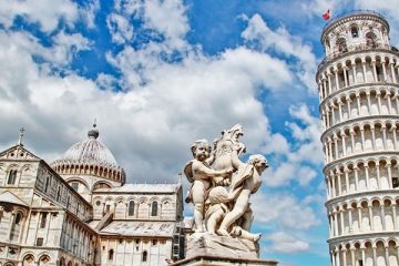 Pisa, place of miracles the leaning tower and the cathedral baptistery, Italy