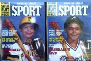 Xavier and Paul Brothers - International Magazine Kreol Xavier (left), aged 5, and Matt, just over 7, on the cover of sport magazine. Xavier later played in the Major League for the Pittsburgh Pirates .. (pictured in their uniForm)