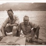 Back to Dominica: Husband Dr. Younglao with Engineer Virgo on launch to Portsmouth and the old Roseau hospital