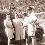 Group in St. Lucia 1946 with Mrs Perryman (middle of the three ladies), Daphne Roett, Ellice Honychurch