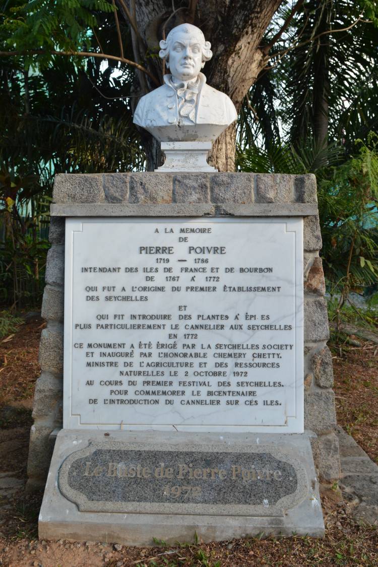 DSC_3006 - International Magazine Kreol Statue of Pierre Poivre - a French naturalist who orchestrated the task of cultivating a spice garden that later became Le Jardin Du Rois, Victoria, Mahé, Seychelles