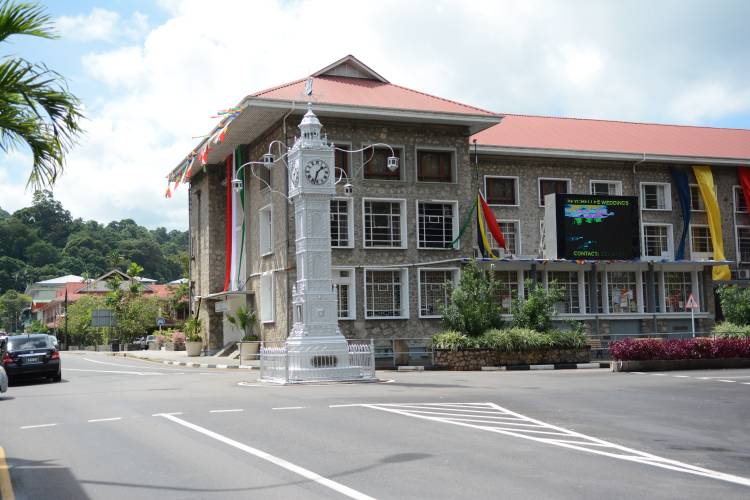 DSC_6535 - International Magazine Kreol The Victoria Clock Tower at the intersection of Francis Rachel Street and Independence Ave, providing a well-known and much-loved landmark in the city. Victoria, Mahé, Seychelles