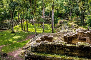 Ruins of residential area of Mayan Ruins - Copan Archaeological Site