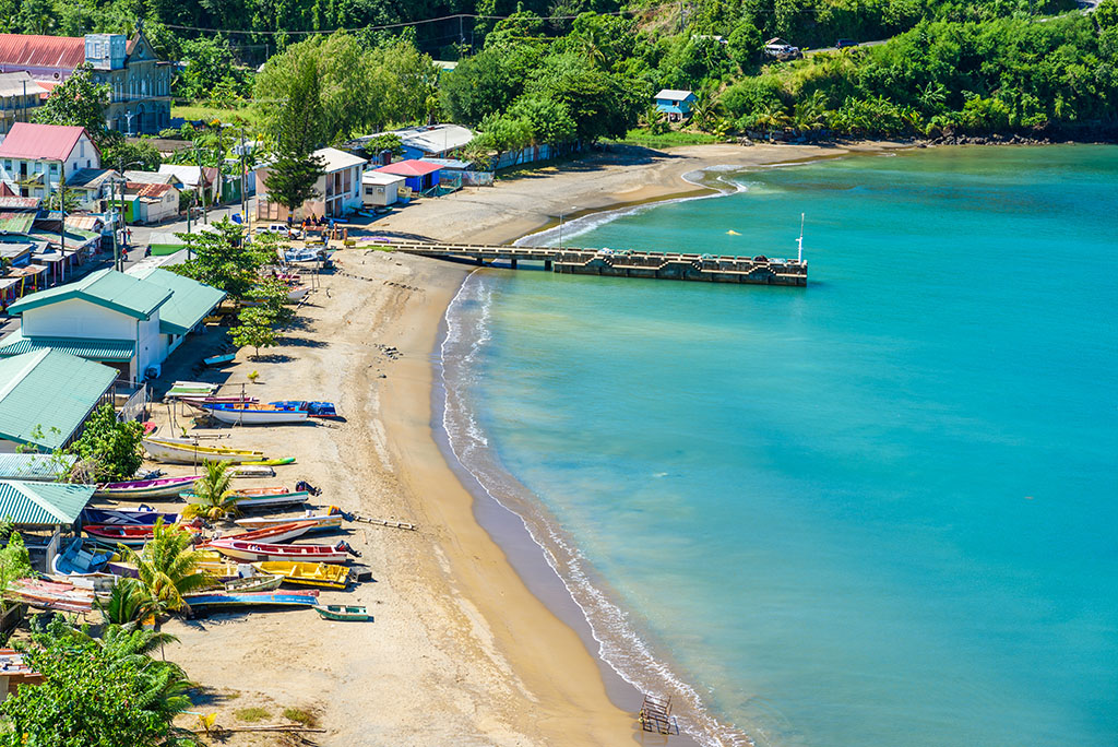 Anse,La,Raye,-,Tropical,Beach,On,The,Caribbean,Island - International Magazine Kreol Anse la Raye - tropical beach on the Caribbean island of St. Lucia. It is a paradise destination with a white sand beach and turquoiuse sea.