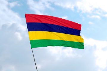 Flag,Of,Mauritius,In,Front,Of,Blue,Sky