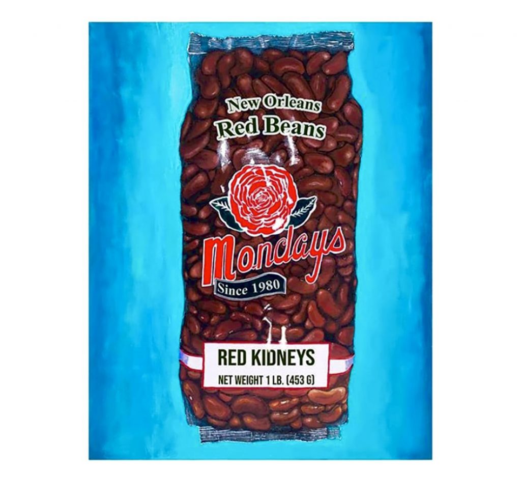 Red Kidney Beans Painting by Robert Bocage - International Magazine Kreol Painting of packet of New Orleans Red Kidney Beans
