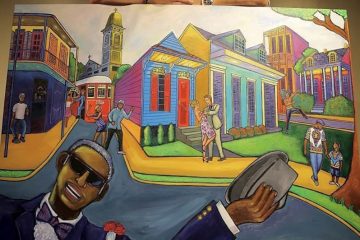 2016 Treme Fall Festival Poster in New Orleans, Bocage’s poster brings the very landscape to life in a colourful spread of houses and people
