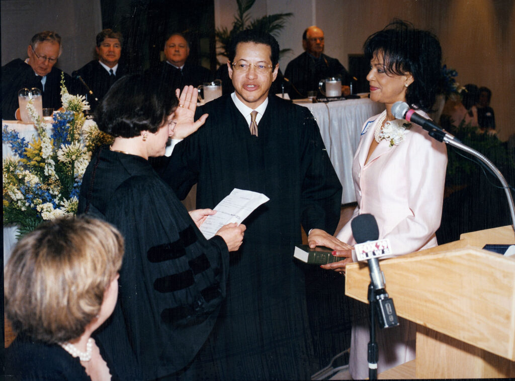 Judge_Thibo001 - International Magazine Kreol Thibodeax being sworn in as a Chief judge of the 3rd circuit court of appeal, April, 2004