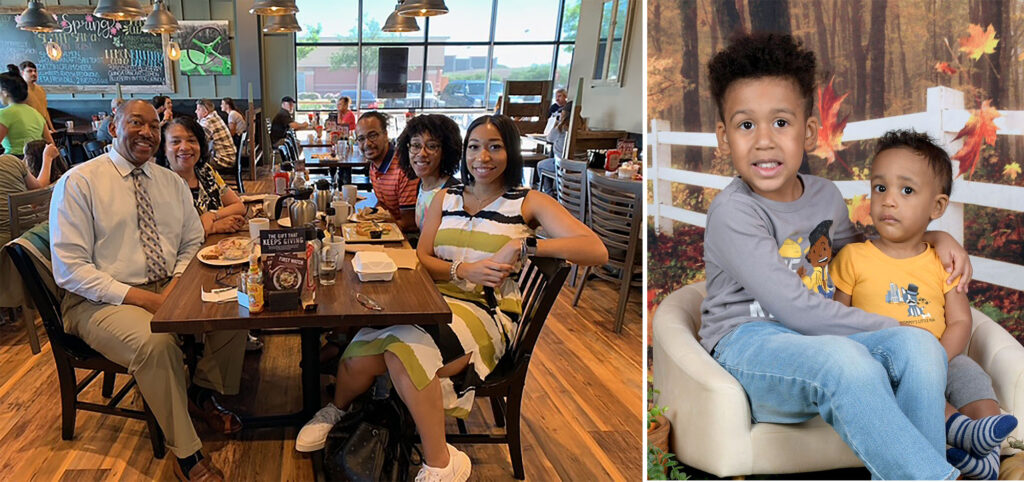 Dr Bailey 3 - International Magazine Kreol Family dinner. Rahn Bailey - Theresa Bailey - son in law Jeremy Mason, Sr. - Candace and Ebone Bailey. Rahn Bailey’s Grandsons.