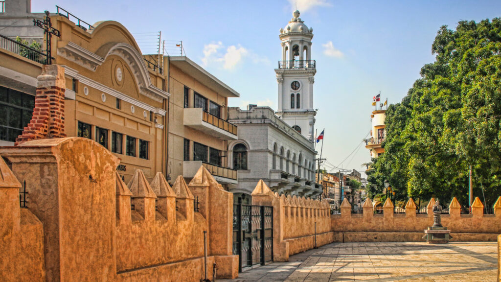 Untitled-7 - International Magazine Kreol Historic City Center Plaza with Skyline of Colonial Buildings and Church (Santo Domingo, Dominican Republic).