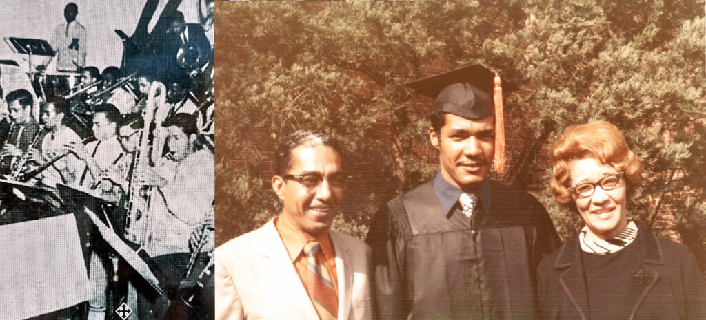 Left: St. Augustine Concert Band (1965). Rhaoul - contra Bass Clarinet. Right: Marquette Graduation day with parents, May 1971. - International Magazine Kreol Left: St. Augustine Concert Band (1965). Rhaoul - contra Bass Clarinet. Right: Marquette Graduation day with parents, May 1971.