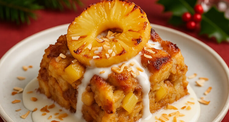 Pineapple-Rum Bread Pudding with Coconut Cream - International Magazine Kreol Pineapple-Rum Bread Pudding with Coconut Cream