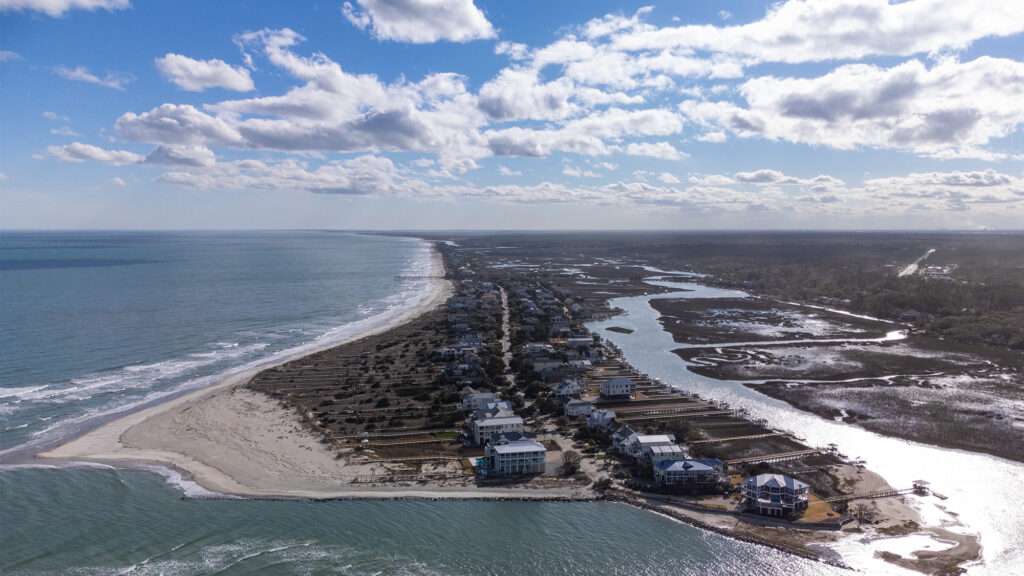 Pawleys Island beach beachfront homes South Carolina aerial drone view